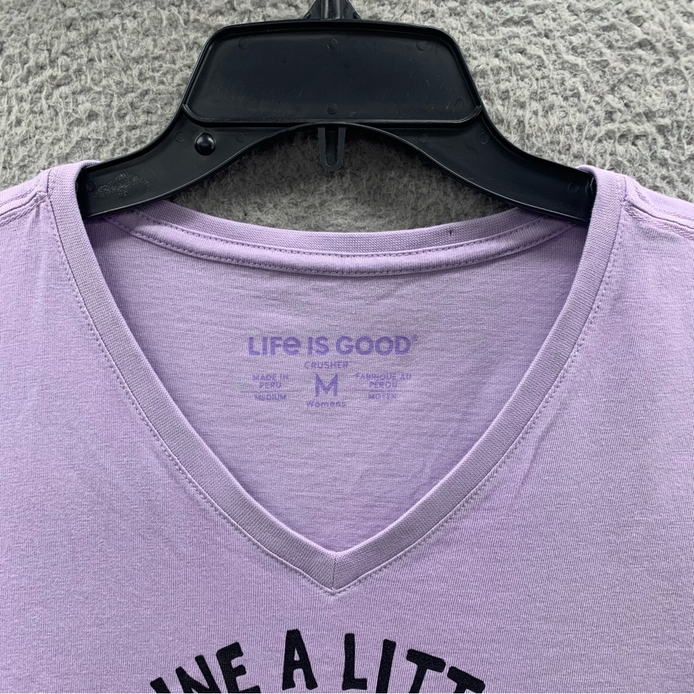 Life is Good Crusher T-Shirt Women’s M Purple Wine A Little Laugh A Lot Logo NWT - Picture 11 of 13
